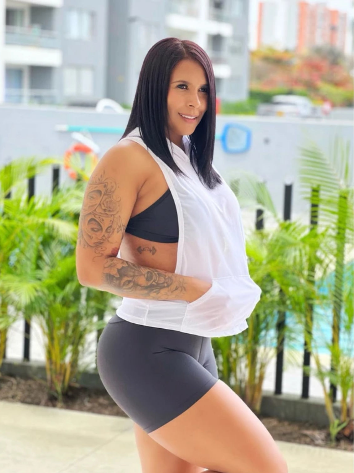 Camiseta Combat Con Capucha White