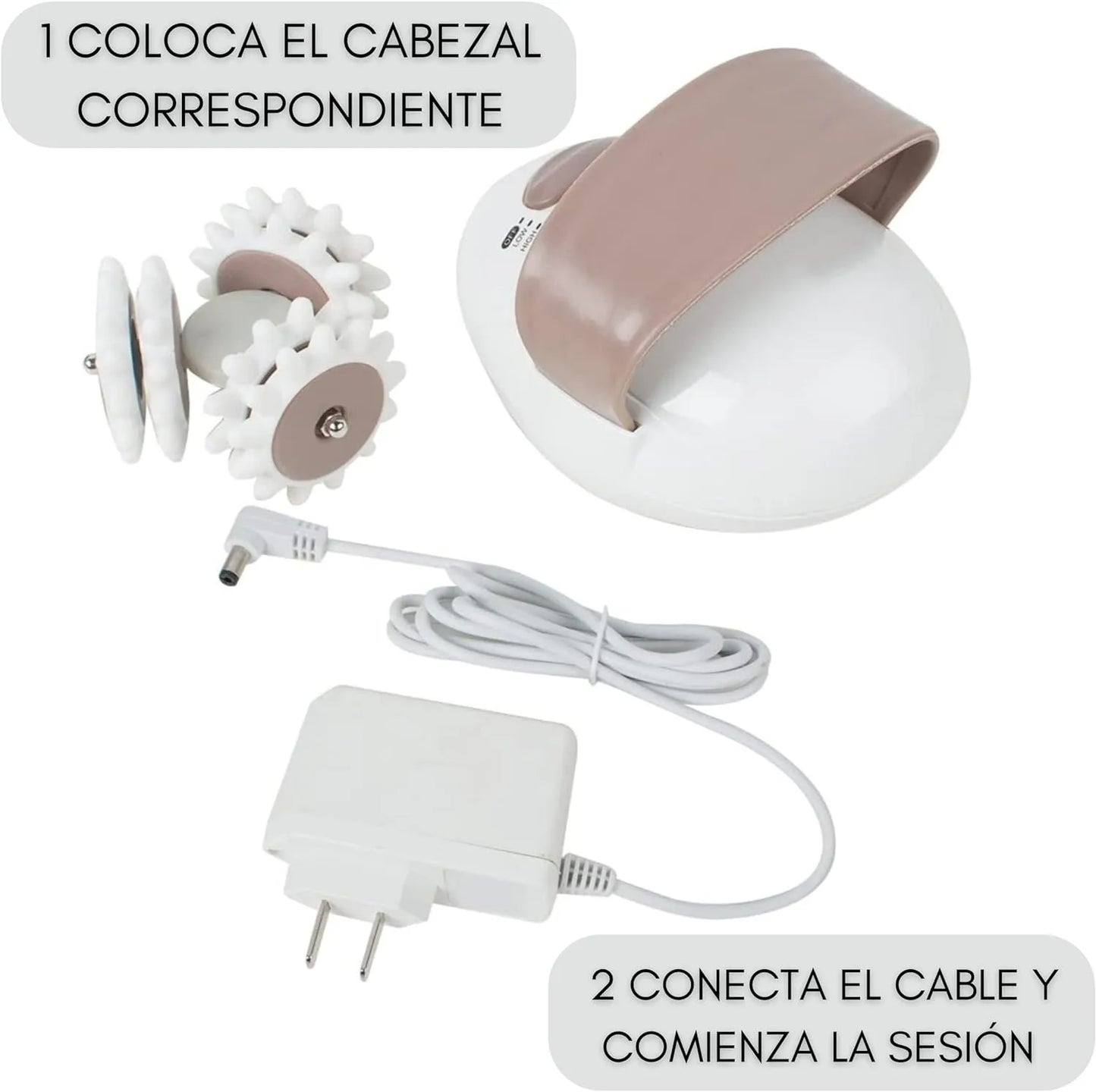 Masajeador Anticelulitico con 2 Niveles de Potencia, Kit Incluye 2 Cabezales